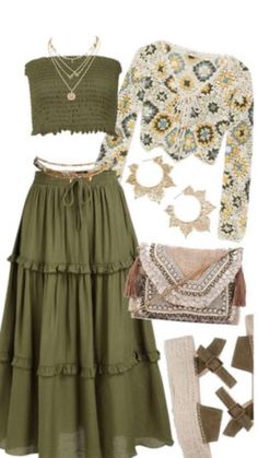 Rent Fair Outfits, Hippies Outfit 70s, Boho Outfits Skirt, 80s Boho Fashion, Boho Style Outfits Casual Bohemian, Beachy Boho Aesthetic Outfits, Everyday Boho Outfits, Modern Hippy Outfits, Bohemian Style Outfits Summer