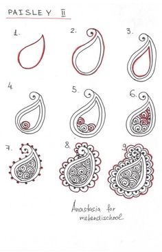 the instructions for how to draw paisley designs