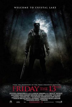 a movie poster for friday the 13th with an image of a man holding a knife