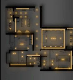 an overhead view of a floor plan with lights