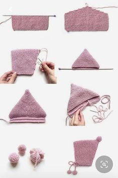 crocheted hats and mittens are being made