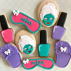 decorated cookies with nail polish and manicures on them