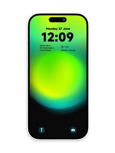 an iphone with the time displayed on it's display screen, and text that reads 12 00