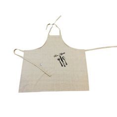 a white apron with black numbers on it