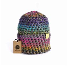 Rainbow slouchy hat, Rainbow beanie, Slouchy beanie, Crochet hand knit hat, Winter pride hat, Hiking hat, CRAZYCOLOR SPLOTEKA 💛100% Handmade 💛Color: rainbow 💛Materials: 75% wool, 25% acrylic 💛DIMENSIONS approximately: length 33 cm/13 ", width  fits a head circumference of 55-58 cm/ 21,7 "- 23,2 " 💛CARE recommendations: Only hand wash, dry on flat. 💛Unisex model This rainbow ombre hat is great for cooler weather.  It's made with wool/acryl yarn in rainbow colors on gray.  The hat is a long Handmade Multicolor Slouchy Hat, Multicolor Handmade Slouchy Hats, Multicolor Adjustable Cozy Hat, Slouchy Multicolor Beanie Hat, Casual Multicolor Handmade Beanie, Cozy Adjustable Multicolor Hats, Cozy Multicolor Adjustable Hats, Multicolor Acrylic Yarn Beanie, One Size Fits Most, Multicolor Knitted Outdoor Hat