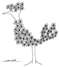 a drawing of a bird made out of flowers