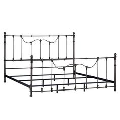 an iron bed frame is shown against a white background