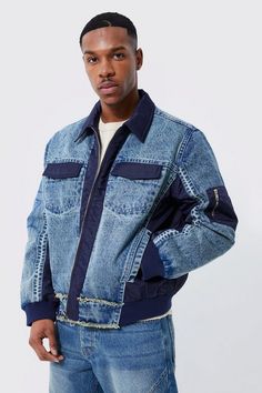 No matter where the day takes you, you can always rely on a denim jacket. For those long awaited sunny days, nothing works better than a denim jacket. Lightweight and easy to match with any casual outfit, this staple is the go-to outerwear piece by definition. Available in endless colour tones, washes and finishes, the jean jackets from our improved collection are a fail-safe choice for a fashionable and comfortable getup. Consider pairing your denim jacket with a white t-shirt, cargo trousers and smart trainers for an instant cool ensemble. And when the nights get colder, make sure you're lined up with a borg, suede and faux fur.Style: Detail Denim JacketDesign: Fabric InterestFabric: DenimDetail: PlainLength: RegularNeckline: CollaredFit: BoxySleeve Length: Long Sleeve Race Day Outfits, Gym Jacket, Suits Prom, Jacket Collection, Going Out Trousers, Jean Jacket Men, Going Out Shirts, Gym Hoodie, Tall Hoodies