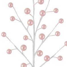 a white tree with pink balls on it's branches in front of a white background