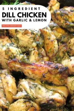 This dill chicken recipe with garlic and lemon is baked and ready in just 30 minutes. With only five ingredients and one pan, it’s a simple way to turn ordinary chicken into a flavorful, irresistible dish! Farfalle Pasta Salad, Lemon Dill Chicken, Dill Chicken, Recipe With Garlic, Chicken With Garlic, Baked Recipe, Healthy Chicken Recipes Easy, Baked Garlic