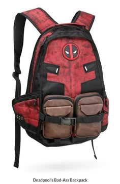 a deadpool backpack with two pockets on the front