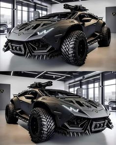 an image of a futuristic vehicle in two different pictures, one is black and the other is white