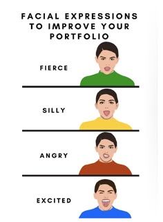 an image of facial expressions to improve your profile