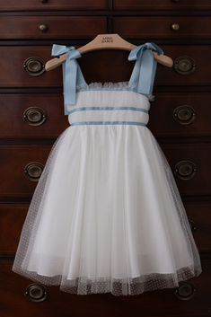 Let your flower girl complete the bridal look in an elegant design from the Blossoms collection by Anne Barge. Bunny is a square-neck flower girl dress made from tulle, featuring satin blue ribbon detailing. Simple Wedding Bouquets, Outdoor Wedding Dress, Anne Barge, Madison Wedding, Neville Longbottom, Light Blue Wedding, Eclectic Wedding, December Wedding, Greek Wedding