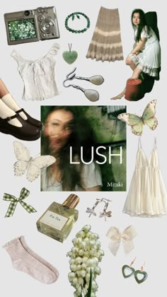 a collage of women's clothing and accessories with the words lush on it