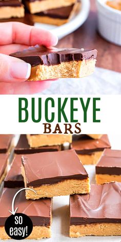 this is an easy recipe for buckeye bars that you can make with only 3 ingredients