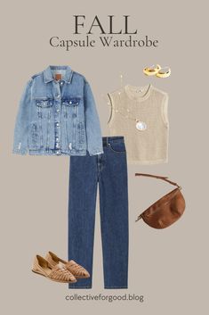 An Ethically-Made Fall Capsule Wardrobe – Collective for Good Sling Bag Leather, Outfits For Fall, Cropped White Jeans, Wardrobe Planning, Effortlessly Chic Outfits, Sandals Gold, Leather Sling Bag, Fall Capsule Wardrobe, Casual Chic Outfit