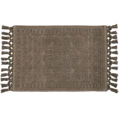 a brown rug with fringes on it