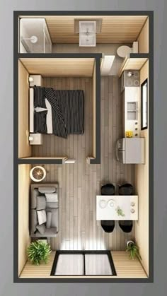 an overhead view of a small apartment