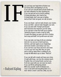 PRICES MAY VARY. High-Quality Giclée Prints - Printed on premium luster paper using specially formulated Archival Pigment inks that increase fade resistance and ensure clear print. Inspiring Poetry - This inspiring poem from Rudyard Kipling is perfect for home offices or any working environment where you may need an extra motivational boost. As a statement piece in your living space, it is sure to get people talking. Ideal Gifts - This If poem print would also be an ideal gift for birthdays, graduations, housewarmings, or any other major life event that calls for some words of wisdom! Easy To Frame - The standard size of this print makes it easy to find a suitable frame. Simply select a beautiful frame to match your decor and you have the perfect wall art accessory in your home. Packaged W Inspiring Poetry, If Poem, Poem Poster, Poem Art, Meaningful Poems, Inspirational Poems, Rudyard Kipling, People Talking, If Rudyard Kipling