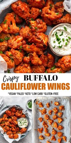 crispy buffalo cauliflower wings with ranch dressing