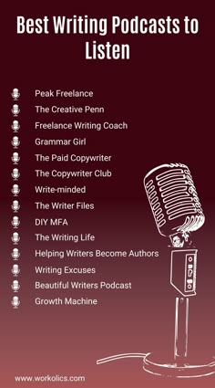 best writing podcasts to listen Podcast Writing, Podcast For Learning English, Topics For Podcasts, Learn Content Writing, Free Podcasts To Listen To, Useful Podcasts, Helping Writers Become Authors, Copywriting Inspiration, Online Writing Jobs