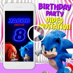 a video game birthday party with sonic the hedgehog and mario kart on an iphone