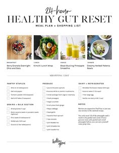 Reset Meal Plan, Meal Plan Shopping List, Gut Reset, Detox Meal Plan, Gut Health Diet, Breakfast Low Carb, Oat Smoothie, Gut Health Recipes