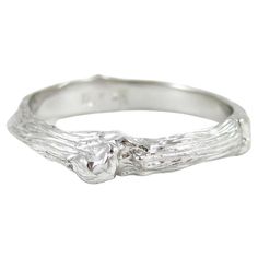 Set in 18k white gold, the organic spirit of K. Brunini is captured through the intricate twig design on a band that channels the eternal Tree of Life. This is the more delicate ring from our Twig Collection, designed to embody the power and grace of nature. Think of a winter tree with no leaves, its branches standing strong in the face of a storm. Take that strength and wrap it around your finger in the shape of an engagement ring. You are adorned with the strength of nature. Branched Ring, Twig Ring, Winter Trees, Delicate Rings, Ring Verlobung, Band Rings, Jewelry Rings, Take That, White Gold