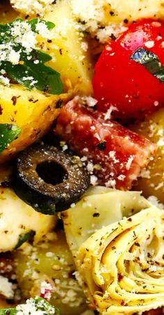 pasta with tomatoes, artichokes and parmesan cheese