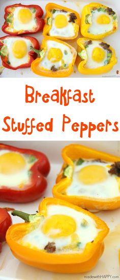 breakfast stuffed peppers with eggs in them