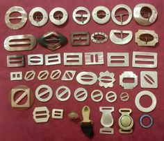 LOT OF 44 ANTIQUE VINTAGE MOTHER OF PEARL LADIES DRESS BELT & SLIDE BUCKLES MOP Dress Belt, Ladies Dress, Brass Buckle, Mother Pearl