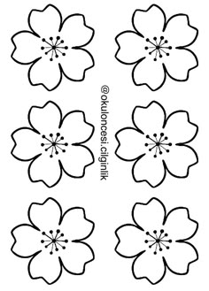 four flowers that have been drawn in black and white