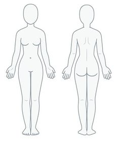 an outline of a woman's body and the shape of her torso, from front to back