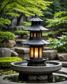 20 Inspiring Water Fountains For Your Yard – ToolzView Chinese Fountain, Zen Water Fountain, Bath Garden, Solar Powered Fountain, Fountains Backyard, Bird Bath Fountain, Mediterranean Tile, Dark Color Palette, Japanese Water