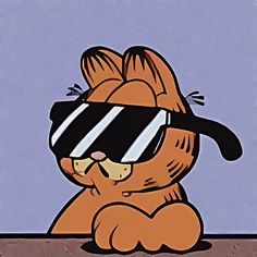 a cartoon bear wearing sunglasses and sitting on the ground with his head resting on top of an object