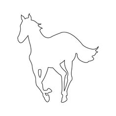 a line drawing of a horse running