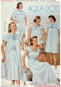 1956 Sears Spring Summer Catalog, Page 227 - Catalogs & Wishbooks 50s Nightgown, Vintage Housewife, Vintage Pajamas, 1950’s Fashion, Fifties Fashion, Fashion 1950s, Christmas Catalogs, Retro Girls, Vintage Wardrobe