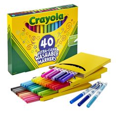 a box of 40 crayola ultra - clean washable markers with 10 pens