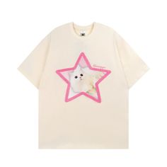 Summer Outfits│Sweet And Cute Five-Pointed Star Cat Oversize Yellow Graphic Tee  Material: 100%Cotton  Style: Leisure Size: S, M, L, XL Color: Beige, Yellow,  Occasion: Outdoor, Daily,  Vacation Cat Light, Sweatshirt Jean Jacket, Summer Humor, Women Cargo Pants, Cat Graphic Tee, Pink Star, Five Pointed Star, Cute Stars, Cat Graphic