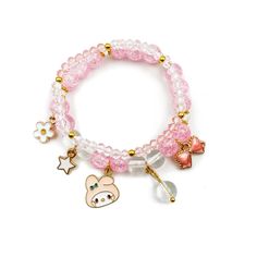 PRICES MAY VARY. Cinnamoroll Bracelet--Cute bracelet comes in three styles,Contains heart,star,moon,flower and bows pendants,Exquisite design and three fresh colors add glamour to your beauty.The best for your daughter My Melody Braclet Size--The bow anime bracelets are 2.5inch(8CM) in diameter.Elastic length.Can fit any size wrist Kawaii Pearl Bracelets--The cartoon bracelet has a double layered design and made of crystal stone,,safe to wear.Can be worn alone or together according to your dress Sanrio Charm Bracelet, Pink Round Beads Charm Bracelet For Friendship, Pink Charm Bracelet With Round Beads For Friendship, Pink Heart Beads Jewelry For Friendship, Pink Crystal Bracelet With Letter Beads, Pink Crystal Bracelet With Letter Beads And Round Beads, Adjustable Pink Kawaii Charm Bracelet, Adjustable Pink Kawaii Jewelry, Pink Heart Beads Bracelets For Friendship