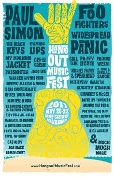 a concert poster with the words hang out music fest