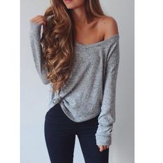 Loose Tshirt, Elegante Casual, Trend Fashion, Outfits Casual, Clothing Ideas, Looks Style, Mode Inspiration, Fall Winter Outfits, Shoulder Sweater