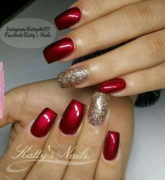 Christmas Nail Colors, Red And Gold Nails, Nails Sparkle, French Nail Designs, Nails 2022, Thanksgiving Nails