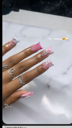 Subtle Duck Nails, Summer Duck Nails Design, Pink Nail Inspi, Light Pink Duck Nails, Cute Summer Duck Nails, Pink And White Duck Nails, Duck Nails Design, Cute Short Nail Sets, Pink Duck Nails