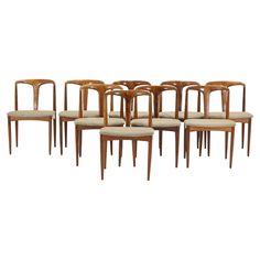 set of six dining chairs with upholstered backrests