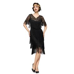 PRICES MAY VARY. Material: This 1924 style dresses with sleeves is crafted from polyester and soft mesh fabric, embellished with sequins, fringe, and sparkling beaded details,comfortable and fancy 1920s Flapper Dress Size: S = US 0-2, M = US 4-6, L = US 8-10, XL = US 12-14. Please consult the SWEETV size chart for accurate sizing. Our chart is based on your body measurements, so be sure to select the size that aligns with your measurements Elegant Design: The flapper dress with sleeves features Vintage Knee-length Flapper Dress For Party, V-neck Flapper Dress For Party, Roaring 20s Dresses, Gatsby Party Outfit, Vintage Black Flapper Dress With Beaded Fringe, Vintage Flapper Dress, Vintage V-neck Flapper Dress For Party, Vintage V-neck Flapper Dress For Evening, 20s Dresses