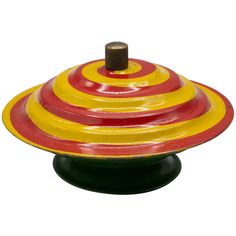 Vintage Metal Static Spinning Top Toy with Spiral Pattern and Bell Spinning Top Toy, Metal Spinning, Spinning Top, Spiral Pattern, Top Toys