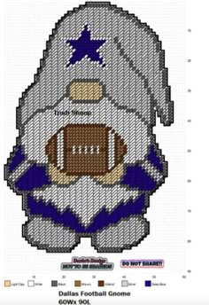 a cross stitch pattern of a football player wearing a helmet and holding a football in his hands