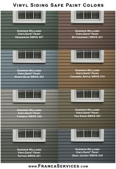 the different colors of vinyl sidings and windows in various styles, sizes and colors